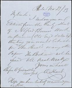 Abraham Hart, Philadelphia, PA., to R. W. Griswold, 23 November 1853