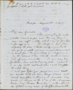 Joel Tyler Headley, Burlington., autograph letter signed to R. W. Griswold, 1 August 1846