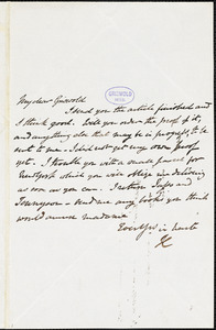 Henry William Herbert autograph letter signed to R. W. Griswold, [1843?]