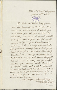 Edwin Heriot, Heriot's Magazine, 48 Broad St., autograph letter signed to R. W. Griswold, 28 January 1846