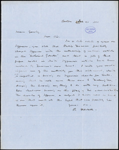 Richard Hildreth, Boston, autograph letter signed to Horace Greeley, 20 February 1850