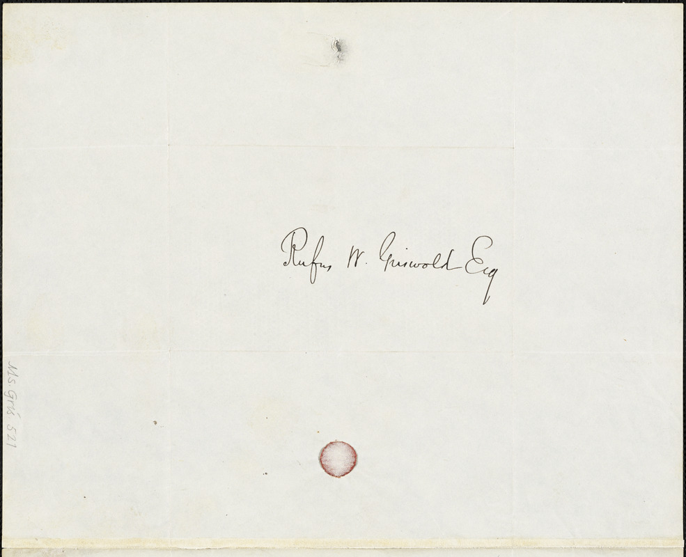 George Stillman Hillard, Boston, autograph letter signed to R. W. Griswold, 19 December 1842