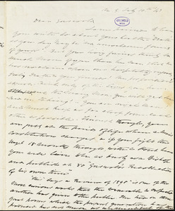 Charles Fenno Hoffman, New York, autograph letter signed to R. W. Griswold, 10 February 1843