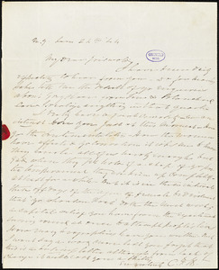 Charles Fenno Hoffman, New York, autograph letter signed to R. W. Griswold, 24 January 1844