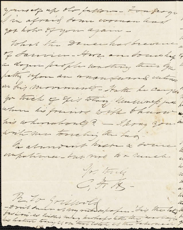 Charles Fenno Hoffman, New York, autograph letter signed to R. W. Griswold, 11 June 1844