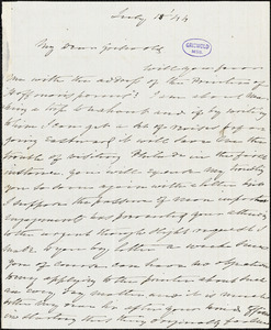 Charles Fenno Hoffman autograph letter signed to R. W. Griswold, 18 July 1844