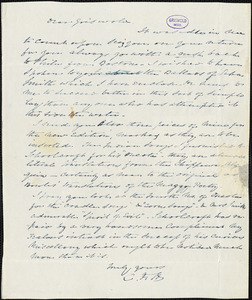 Charles Fenno Hoffman autograph letter signed to R. W. Griswold, [1845?]