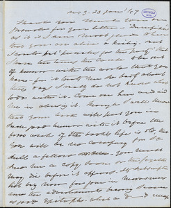 Charles Fenno Hoffman, New York, autograph letter signed to R. W. Griswold, 23 January 1847