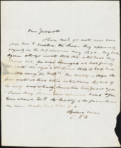 Charles Fenno Hoffman, New York, autograph letter signed to R. W. Griswold, [11 March]