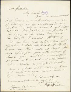 Herman Hooker autograph letter signed to R. W. Griswold, [1842?]
