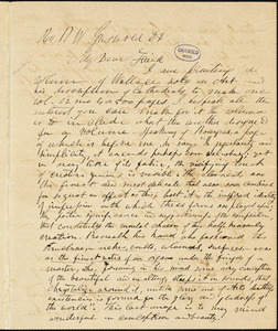 Herman Hooker autograph letter signed to R. W. Griswold, [October - December 1854]