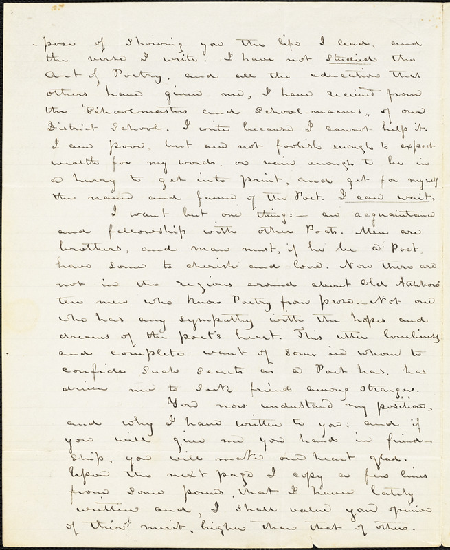 Abijah M. Ide Jr., South Attleborough, MA., autograph letter signed to Edgar Allan Poe, 1 October 1843