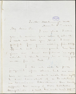 Abijah M. Ide Jr., South Attleborough, MA., autograph letter signed to Edgar Allan Poe, 2 November 1843