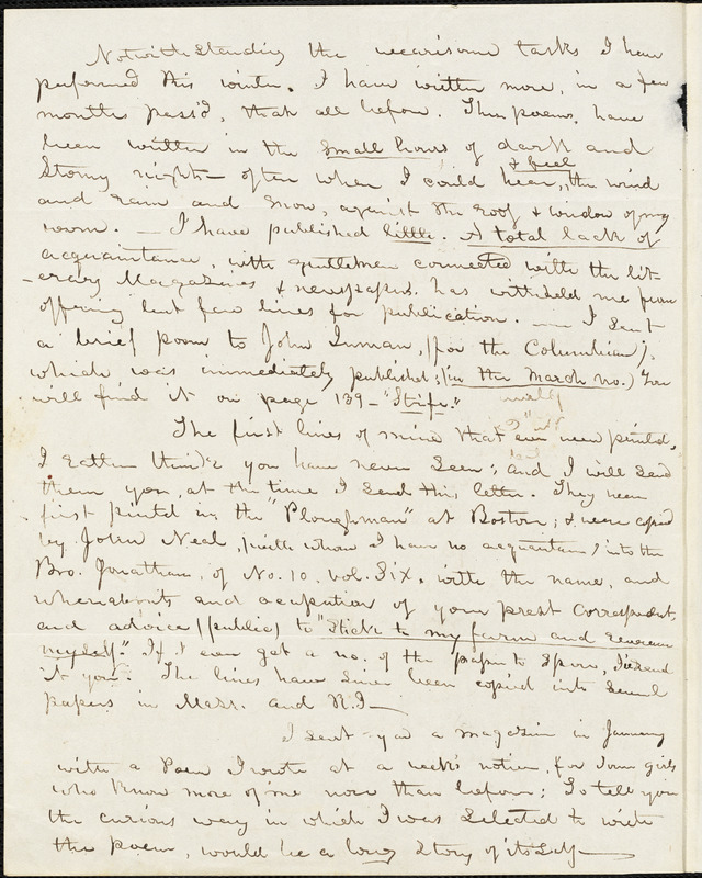 Abijah M. Ide Jr., South Attleborough, MA., autograph letter signed to Edgar Allan Poe, 23 March [1844]