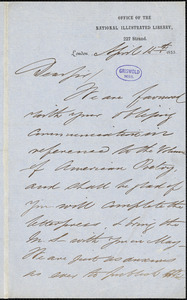 Cooke Ingraham and Co., London, Eng., autograph letter signed to R. W. Griswold, 15 April 1853