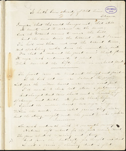 Sarah Sprague Jacobs manuscript poems: "I mourn that this world changes not...," "Ubi Amor, ibi Fides," "A Lamentation," "A Vesper," "Listen, what sounds are these...," "Girl-Dreams," "A fountain in a crowded street...," "Benedetta"