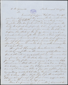 Jacob Jones Janeway, New Brunswick., autograph letter signed to R. W. Griswold, 7 December 1854