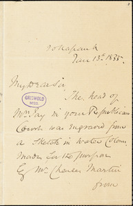 John Jay, [20 Nassau St.?], autograph letter signed to [R. W. Griswold], 13 January 1855