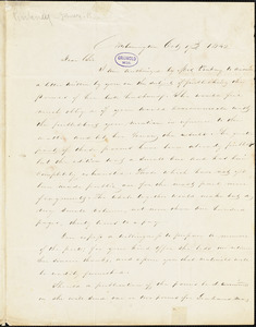 P. S. Johnson, Wilmington., autograph letter signed to R. W. Griswold, 17 October 1842