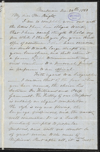 Emily (Chubbuck) Judson, Maulmain., autograph letter signed to Edward Bright, 24 December 1850