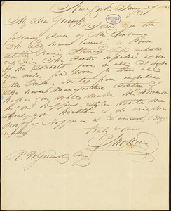 John Keese, New York, autograph letter signed to R. W. Griswold, 27 January 1842