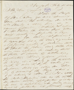 John Keese, New York, autograph letter signed to R. W. Griswold, 15 February 1842