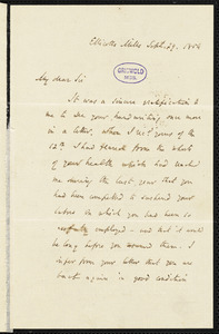 John Pendleton Kennedy, Ellicotts Mills, MD., autograph letter signed to R. W. Griswold, 29 September 1854