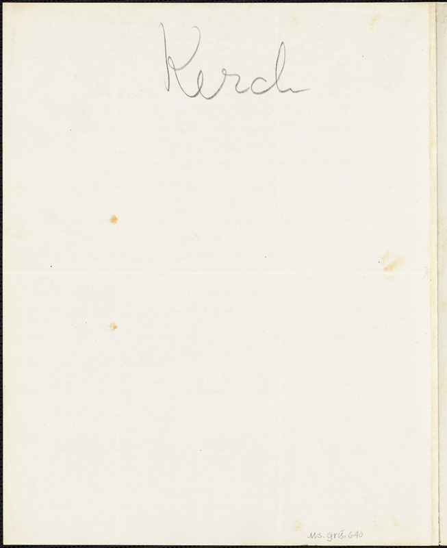 Andrew W. Kercheval, Romney, Hampshire Co., VA., autograph letter signed to R. W. Griswold, 22 January 1855