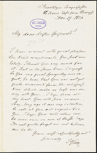 Johann Georg Kohl, Brooklyn, NY. Congress St., autograph letter signed to R. W. Griswold, 17 December 1854