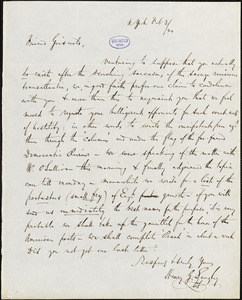 Henry G. Langley, New York, autograph letter to R. W. Griswold, 3 February 1844