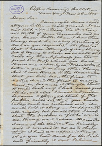 Charles Godfrey Leland, Office Evening Bulletin., autograph letter signed to [R. W. Griswold], 26 November 1855