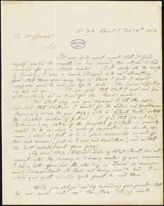 Eliza Leslie, No. 399 Chesnut [sic] St., autograph letter addressed to George Rex Graham, 8 February 1842