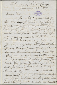 Tayler Lewis, Schenectady, NY., autograph letter signed to R. W. Griswold, 26 January 1853