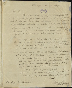 George Lippard, Philadelphia, autograph letter signed to R. W. Griswold, 22 November 1849