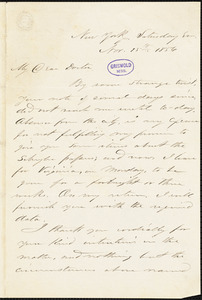 Benson John Lossing, New York, autograph letter signed to R. W. Griswold, 15 November 1856