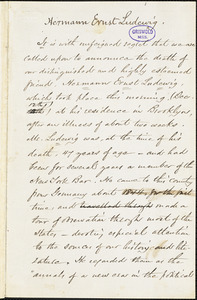 Hermann Ernst Ludewig manuscript, [12 December 1856]