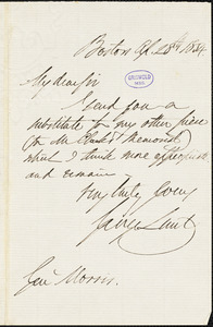 George Lunt, Boston, autograph letter signed to George Pope Morris, 28 April 1854