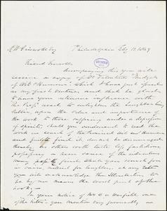 Charles Marshall, Philadelphia, autograph letter signed to R. W. Griswold, 13 February 1849