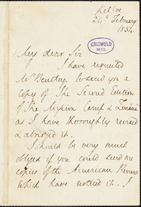 Helen (Douglas) Mackenzie, [Kelloe, Scotland?], autograph letter signed, 24 February 1854