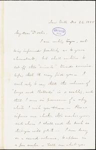 Frank Moore, New York, autograph letter signed to [R. W. Griswold], 26 December 1855