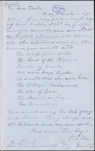 George Pope Morris autograph letter signed to R. W. Griswold, 15 June 1855