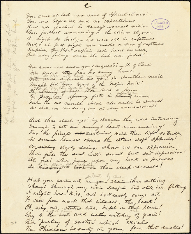 N. W. manuscript poem: "To ----."