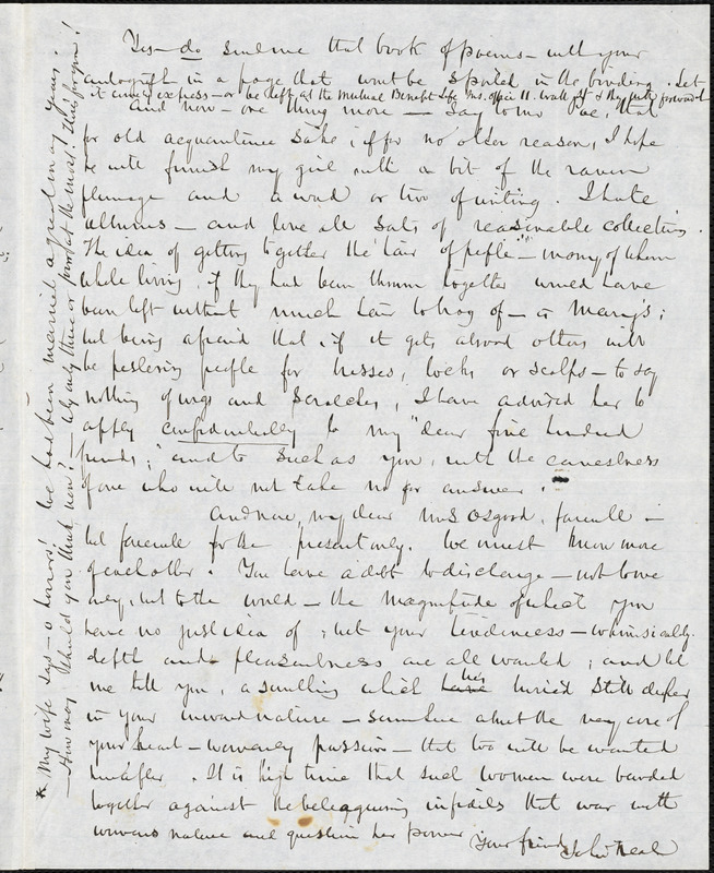 John Neal, Portland, autograph letter signed to Frances Sargent (Locke) Osgood, [25 April 1846]