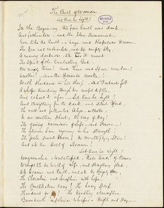 John Neal manuscript poem, 1843: "The Birth of Woman."