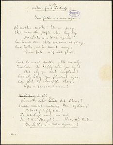 John Neal manuscript poem, 1843: "Your father is a man again."