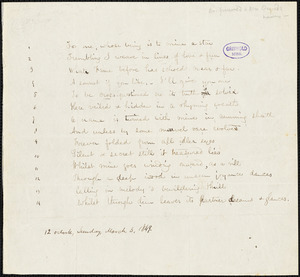 Frances Sargent (Locke) Osgood manuscript poem, 3 March 1849: Sonnet: "For one, whose being is to mine a star."