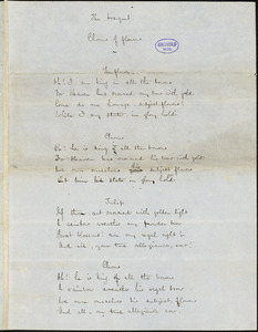 Frances Sargent (Locke) Osgood manuscript poem: "The Bouquet" and "Songs for Children."