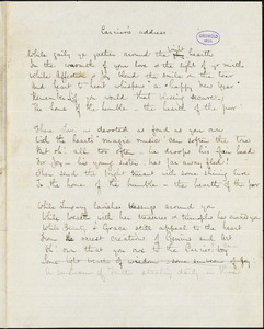 Frances Sargent (Locke) Osgood manuscript poem: "Carrier's Address"
