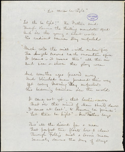 Frances Sargent (Locke) Osgood manuscript poem: "Let there be Light."