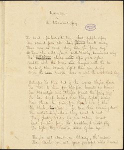 Frances Sargent (Locke) Osgood manuscript poem: "Woman or the Diamond-fay."